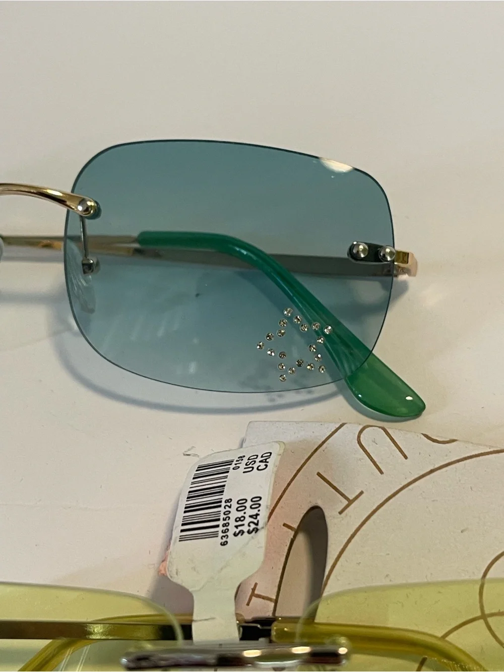 Urban Outfitters Sunglasses Bundle of Two Blue Yellow Rhinestones Y2K NWT